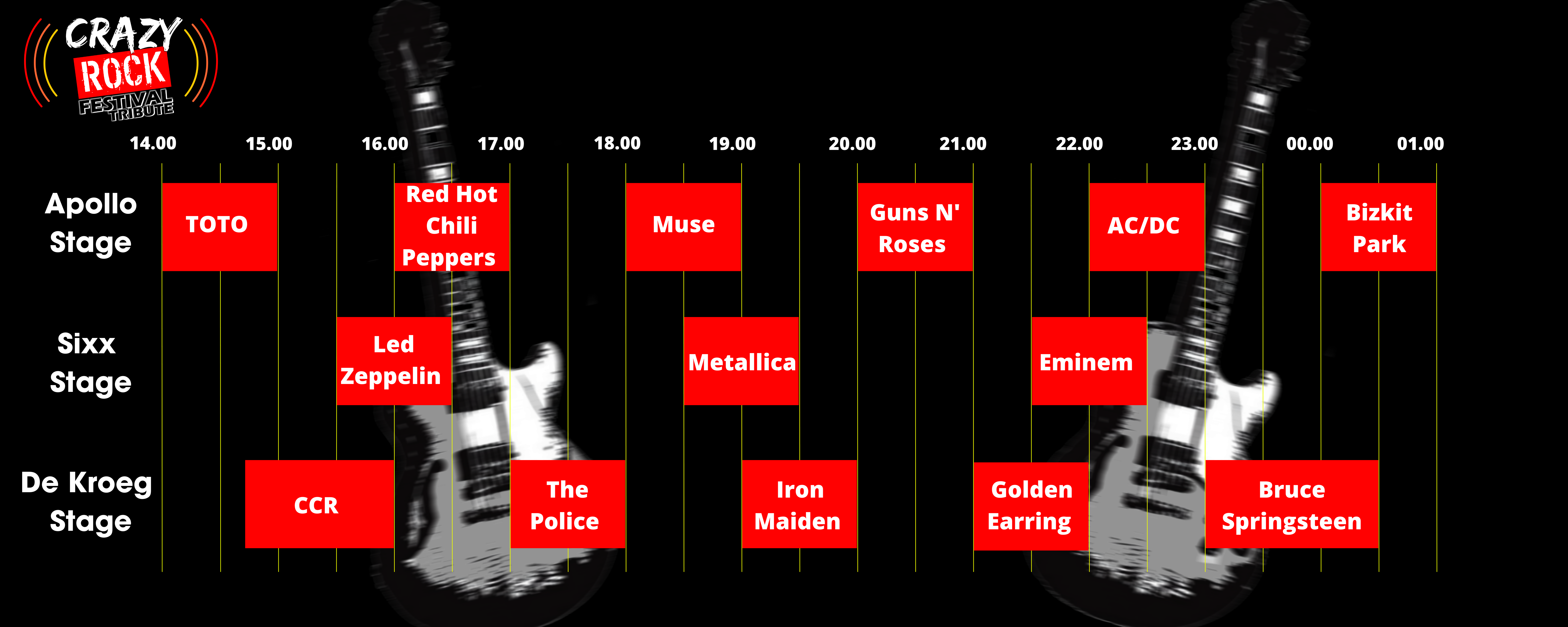 Time Table Crazy Rock Festival Horizontaal